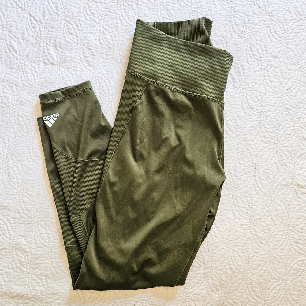 adidas Olive Green High-Waist Leggings